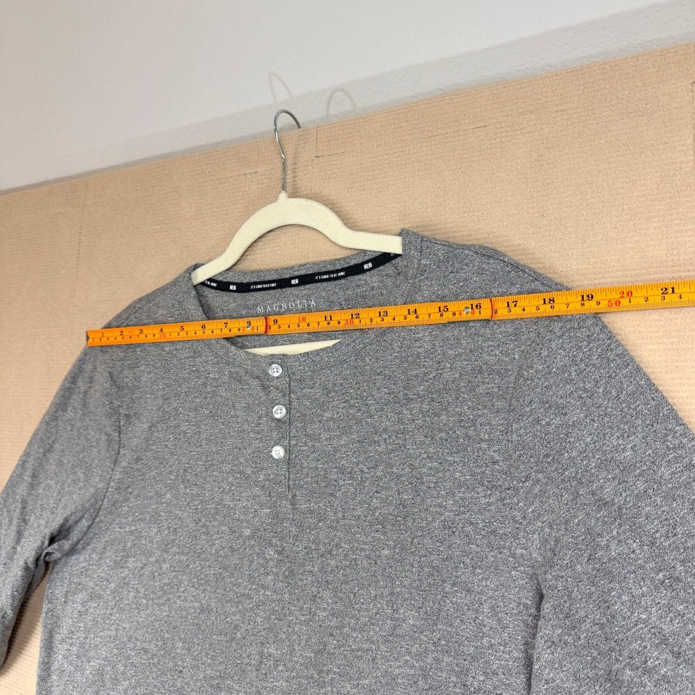 Magnolia Home No 16 Mens Heather Gray Long Sleeve Henley Shirt L L/G - Picture 5 of 14